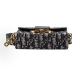 DIOR 30 Montaigne Montaigne collection Oblique embroidery Monogram Full Print wide shoulder strap Bag, women\'s denim blue